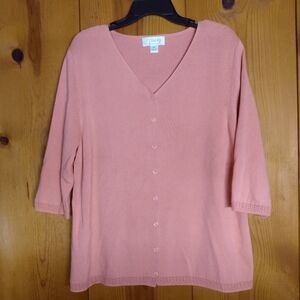 CJ Banks Peach V-Neck Cardigan